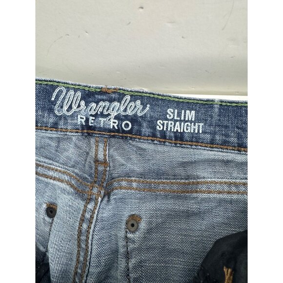 Wrangler Retro Men Jeans Slim Fit Straight Leg 29X33 Rodeo Denim Western Cowboy - Picture 5 of 13